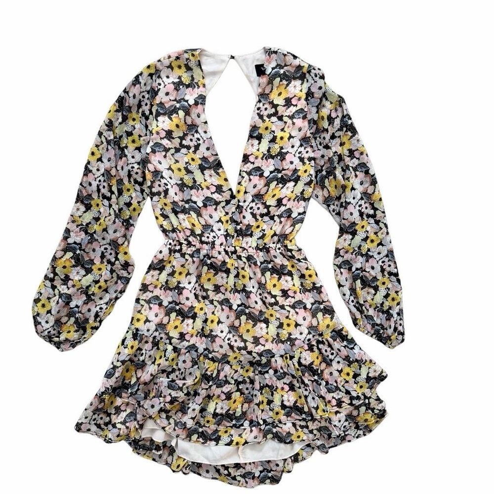 VICI Collection Floral Deep V-Neck Open Back Mini Dress NWT sz Medium